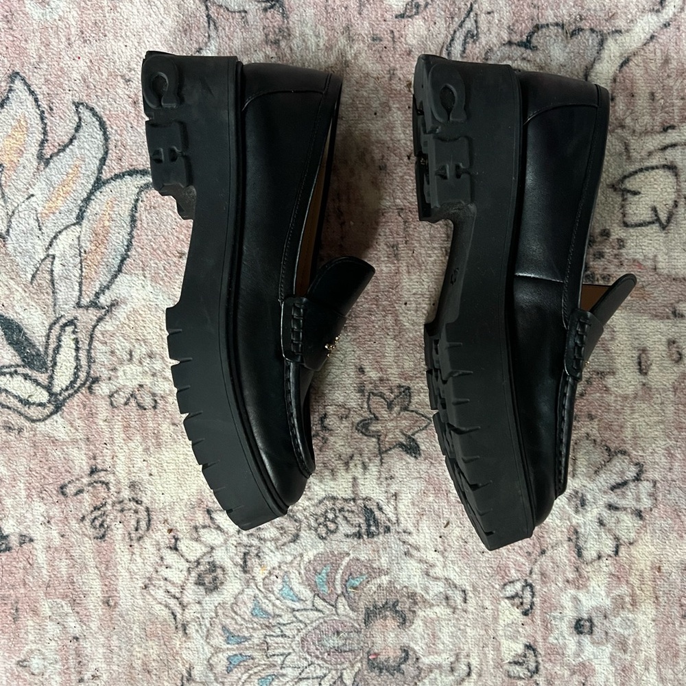 Coach Black Leather Women's Loafers - Picture 2 of 5